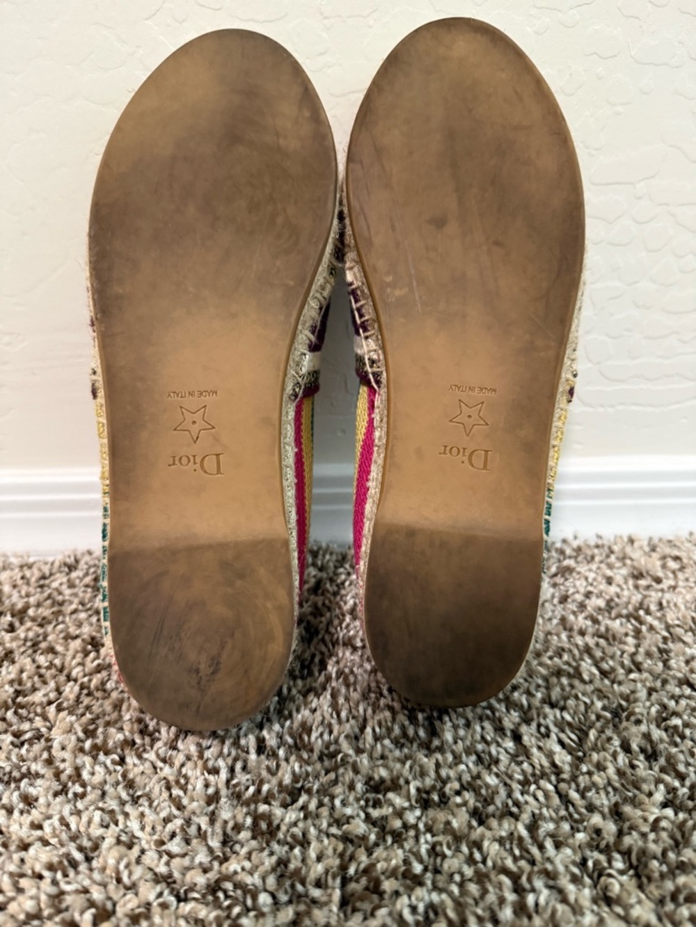 Dior Multicolor Canvas Slip-On Espadrilles with Burgundy, Pink & Orange Accents - Picture 4 of 6